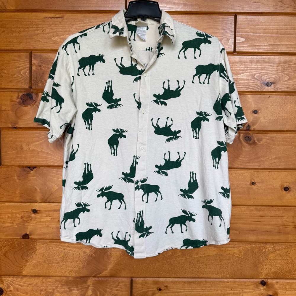 Hatley Canadian Moose Print Collared Polo Shirt